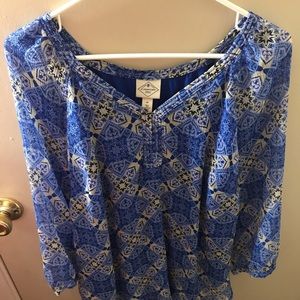 Blue with yellow accent blouse